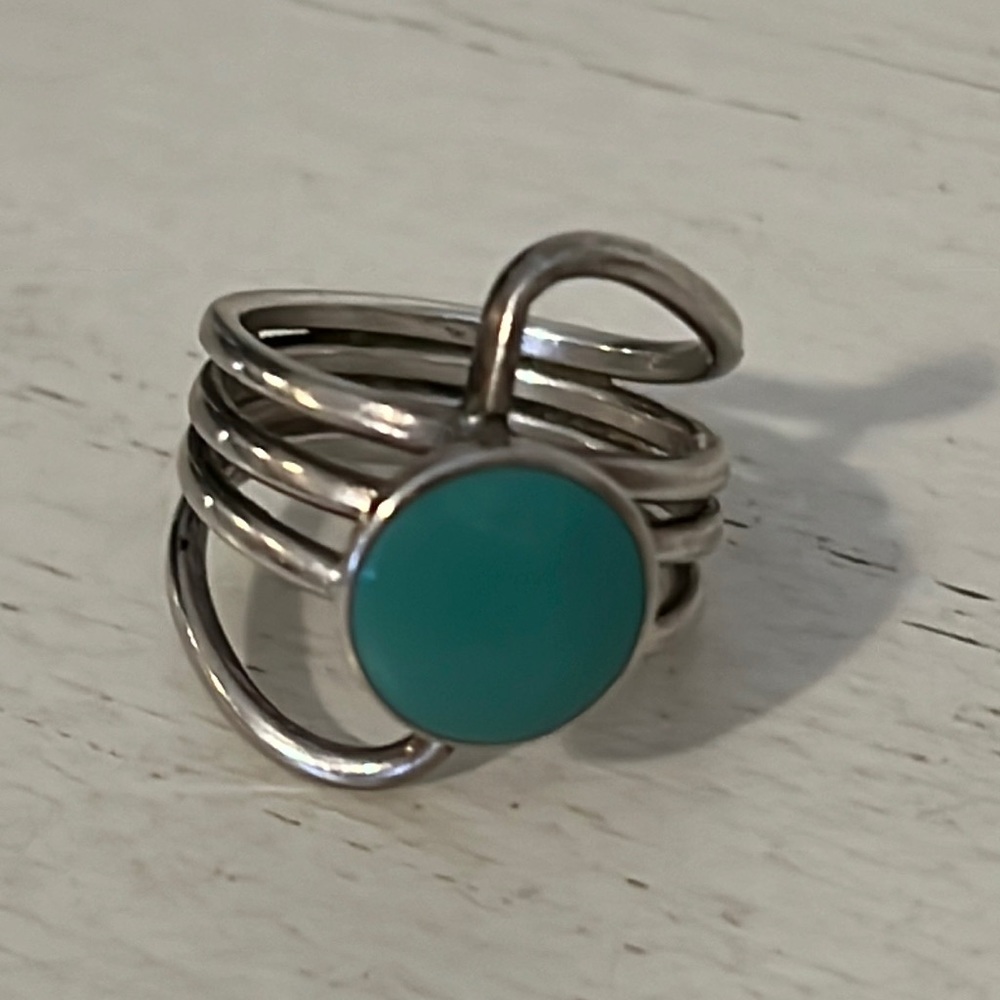 Ladies sterling silver turquoise wide size 7 925